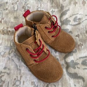 UGG Kids Tan Boots with Red Laces